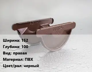 Заглушка желоба 152х100 правая ПВХ черный